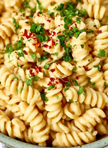 Creamy white bean pasta sauce served over delicious pasta