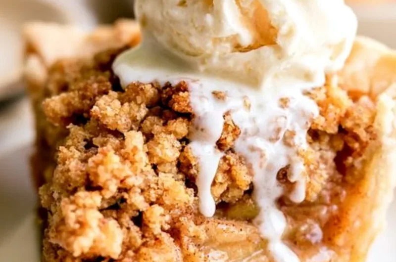 Delicious homemade Dutch Apple Pie with a crumbly topping and spiced apple filling.