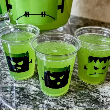 Vibrant Frankenstein Green Punch served in a Halloween-themed glass