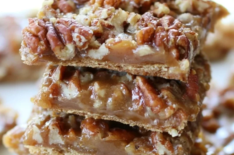 Delicious Pecan Pie Bark with nuts and caramel flavor on a tray