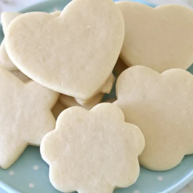 Baked perfect sugar cookies on a plate, ready to serve