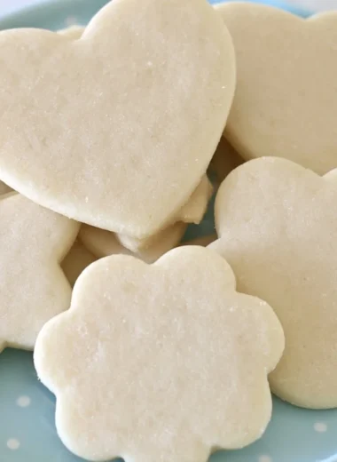 Baked perfect sugar cookies on a plate, ready to serve