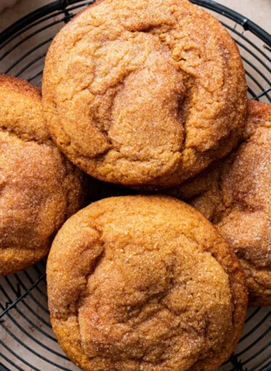 Freshly baked Pumpkin Snickerdoodles with cinnamon sugar topping.