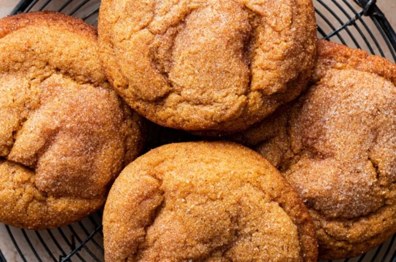 Freshly baked Pumpkin Snickerdoodles with cinnamon sugar topping.
