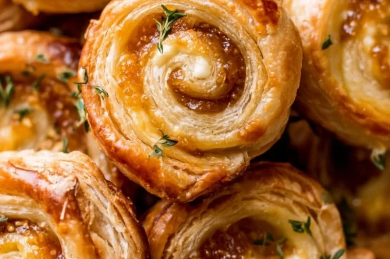 Delicious Fig and Goat Cheese Pinwheels plated as an appetizer